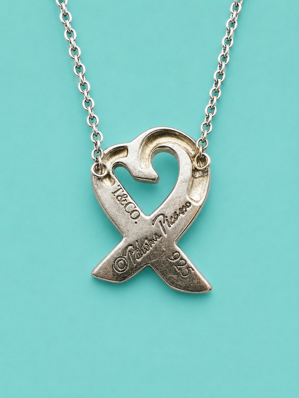 Tiffany & Co. Paloma Picasso Loving Heart Ribbon Necklace Sterling Silver 16” - Picture 3 of 5